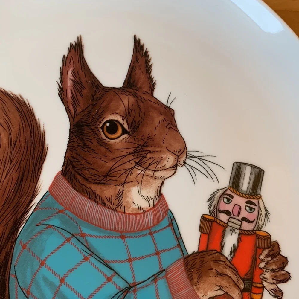 West Elm Dapper Animal Holiday Salad Plate - Squirrel